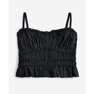 J.Crew Cinched-Waist Cotton Poplin Tank Top - Black - XL